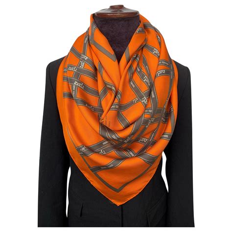 hermes greek goddess scarf orange|Hermes reversible scarf.